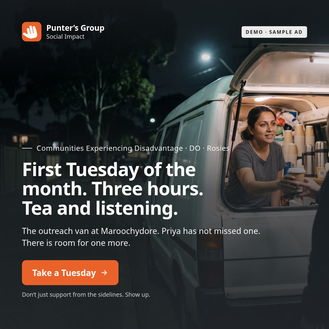 First Tuesday of the month. Three hours. Tea and listening.